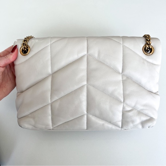 Authentic YSL Saint Laurent Small Leather Puffer Shoulder Bag in Crema Soft - Picture 4 of 16